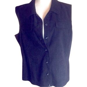Talbots Black Stretch Suede Button Down Vest L